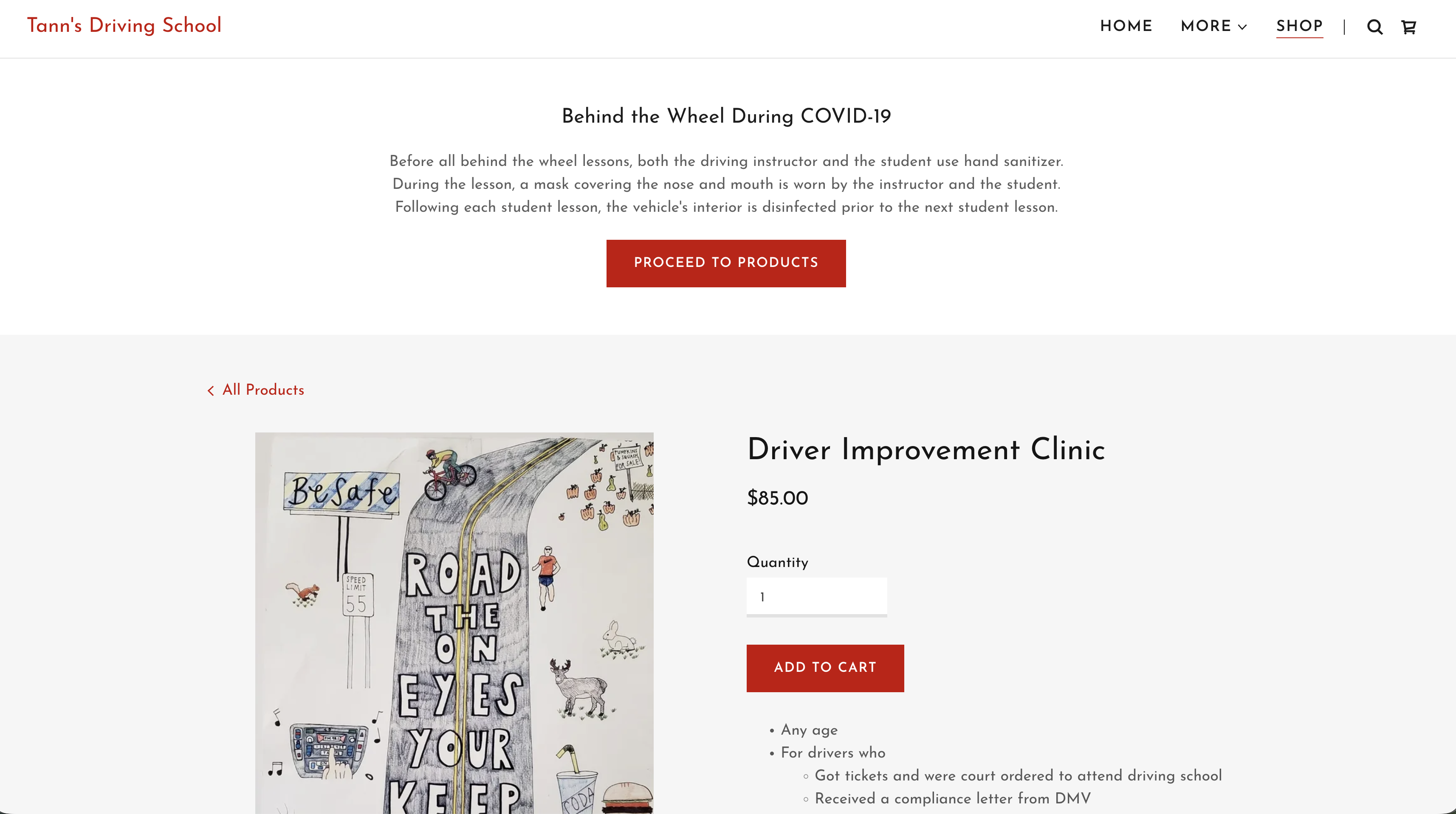 Tann's Driving School 8 Hour Driver Improvement Clinic page